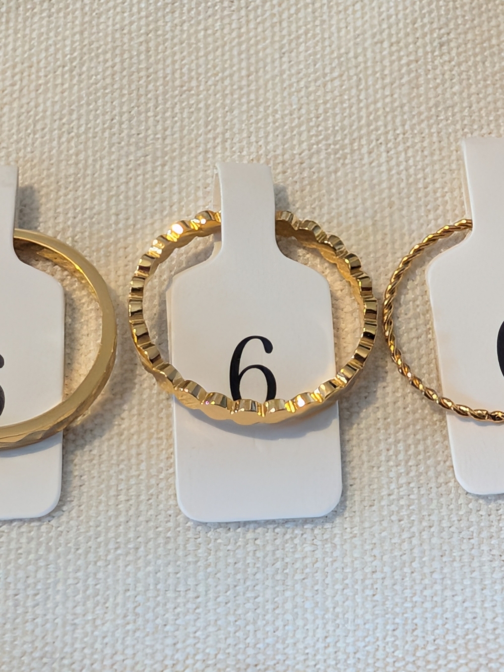 Atolea Textured Stackable Daily Ring Set - Gold - Picture 4 of 6